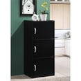 thumbnail image 2 of Hodedah 3 Shelf 3 Door Multi-Purpose Wooden Bookcase in Black Finish, 2 of 5
