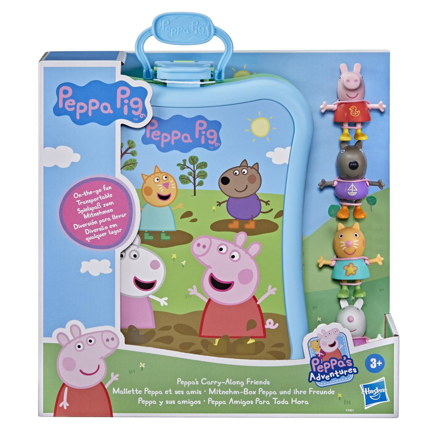 Peppa Pig Peppa's Adventures, Mallette Peppa et ses amis avec 4 figurines et mallette de transport, dès 3 ans