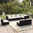 thumbnail image 1 of vidaXL 8 Piece Garden Lounge Set with Cushions Poly Rattan Black, 1 of 4