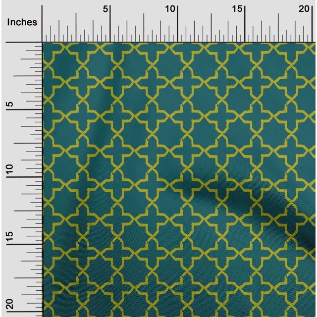oneOone Cotton Cambric Fabric Quatrefoil Block Print Sewing Fabric BTY 56 Inch Wide