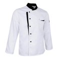 thumbnail image 3 of facefd Veste de Chef à Manches Longues Manteau d'Hôtel Serveurs Uniforme de Cuisine Hauts Blanc 3TG, 3 of 8