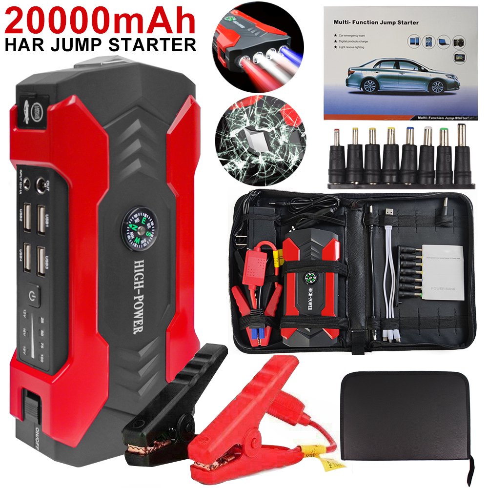 HLONK Car Jump Starter Portable Car Bettery Charger Power Bank with LED Flash Light automatic Battery Charger Maintainer Trickle Charger