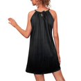 thumbnail image 3 of Women Keyhole Floral Leaves Printed Casual Halter Neck Sleeveless Mini Dress, 3 of 6