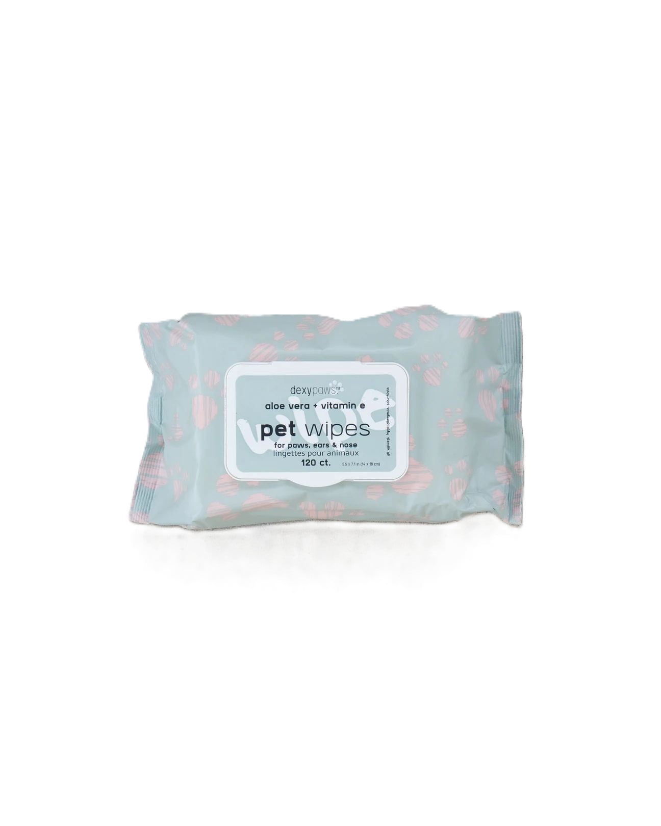 Dexypaws Lingettes de Toilettage pour Chiens et Chats Pochette de 120 Lingettes - Aloe et Vitamine E pour Tous les Types de Peau