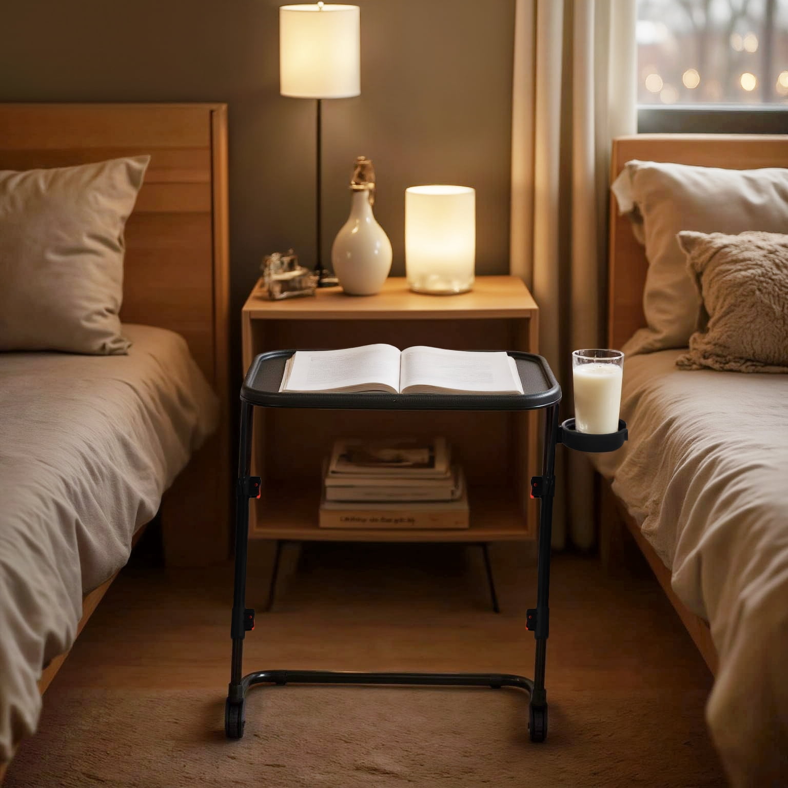 Ensemble cadre de lit queen et table de chevet pliante Homy Casa pour chambre et appartement