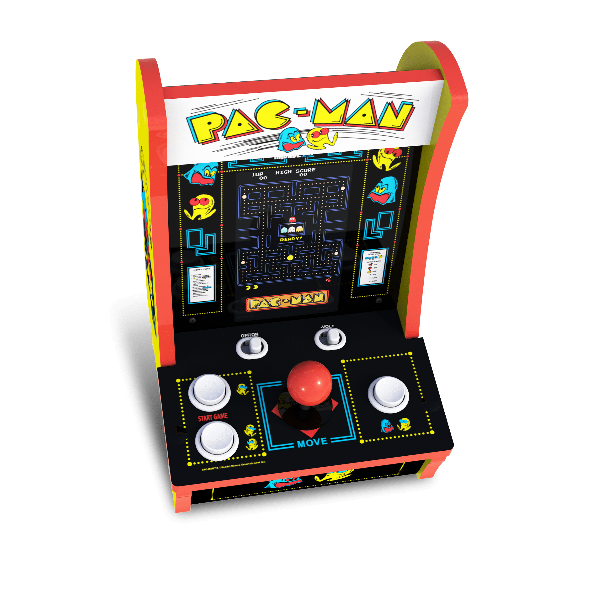 Arcade1Up PAC-MAN Countercade – 3 Classic Games, Retro Game Console for Home, Portable Console with 7-inch Screen, Table-top Video Game for Game Room
