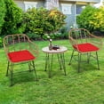 thumbnail image 3 of Patiojoy Ensemble de Mobilier de Patio en Rotin 3 Pcs avec Table à Dessus en Verre Trempé Rond et 2 Fauteuils en Rotin Coussins Rouges, 3 of 9