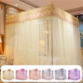 thumbnail image 1 of Bowayaoa Princess Style Bed Canopy Mosquito Net, Three-Door Palace Design Floor-Length Drapes, Soft Polyester Lace Netting for Bedroom Decoration, 1 of 7