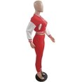 thumbnail image 4 of Tenue d'Entraînement 2 Pcs pour Femmes, Veste Patchwork à Boutons, Pantalon Long, Survêtement, 4 of 7
