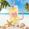thumbnail image 4 of Chmadoxn Cups Transparent Square Glass Cup With Knot Handle And Straw For Coffee And Milk 400ml Water cup, 4 of 6