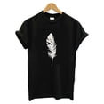thumbnail image 2 of T-Shirt pour Femmes Mode Femmes T-Shirt à Manches Courtes Imprimé Plume Haut Décontracté Tee Blouse, 2 of 4