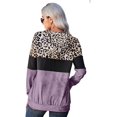 thumbnail image 2 of Chandail à Capuchon pour Femmes à Blocs de Couleur Léopard Camouflage Patchwork, Chandail à Cordon, Haut à Enfiler avec Poche, 2 of 4