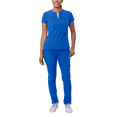thumbnail image 1 of Adar Addition Go-Higher Scrub Set For Women - Notched V-Neck Scrub Top & Skinny Cargo Scrub Pants, 1 of 7