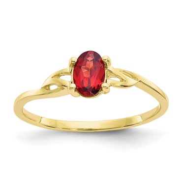 Bague en Or Jaune 10K Polie en Grenat Géniune Pierre de Naissance