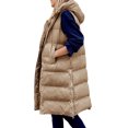 thumbnail image 3 of Innerwin Gilet Sans Manches à Capuche pour Femmes, Veste de Voyage Mi-Longue, Khaki 4TG, 3 of 4
