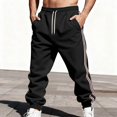 thumbnail image 1 of Ceisia Men Solid Color Loose Casual Pants Elastic Waist Drawstring Sports Gift Work Trousers, 1 of 9
