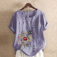 thumbnail image 1 of Aqestyerly T-Shirt d'Été à Manches Courtes pour Femme, Décontracté, à Imprimé Floral, Coupe Ample, Col Rond, Blouse Confortable, Haut Léger pour Tous les Jours HWRETIE, 1 of 4