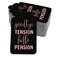 thumbnail image 1 of Inkdotpot Pack Of 50 Real Rose Gold Foil Paper Tags Good Bye Tension Hello Pension Retirement Favor Hang Tags, 1 of 6