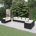 thumbnail image 1 of vidaXL 8 Piece Garden Lounge Set with Cushions Poly Rattan Black, 1 of 5