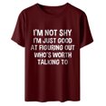 thumbnail image 4 of RXIRUCGD Hauts d'Été pour Femmes Mode d'Été Ample Col Rond Imprimé Lettre Manches Courtes T-Shirt Rouge Chemises pour Femmes, 4 of 6