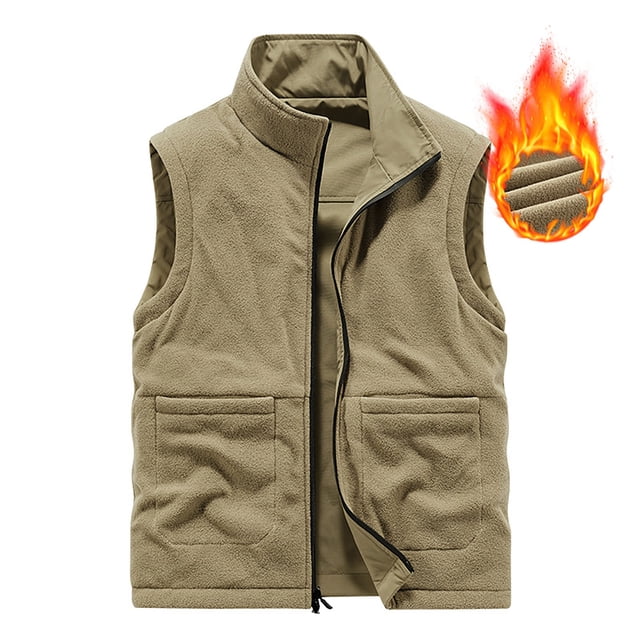 LOVZFMLL Jackets for Men's Thin Workwear Solid Color Stand Collar Sleeveless Jacket Tank