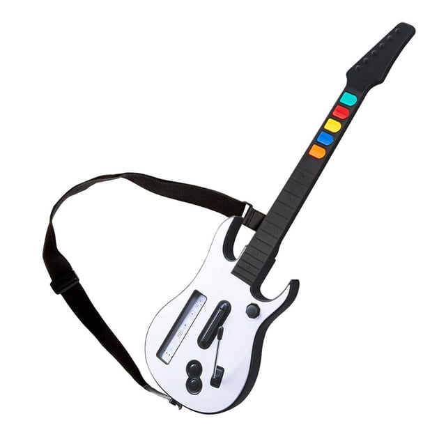 POINTERTECK Wireless Controller with Strap for Wii Guitar Hero Rock Band 3 2 (White)