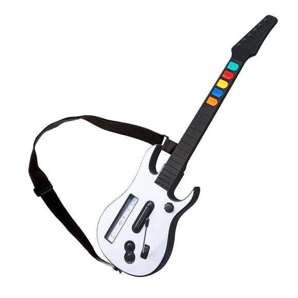 POINTERTECK Wireless Controller with Strap for Wii Guitar Hero Rock Band 3 2 (White)
