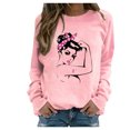 thumbnail image 2 of Jsaierl Sweat-Shirt de Sensibilisation au Cancer du Sein pour Femmes Imprimé Ruban Rose Pull Mignon Col Rond Manches Longues Lutte contre le Cancer, 2 of 6
