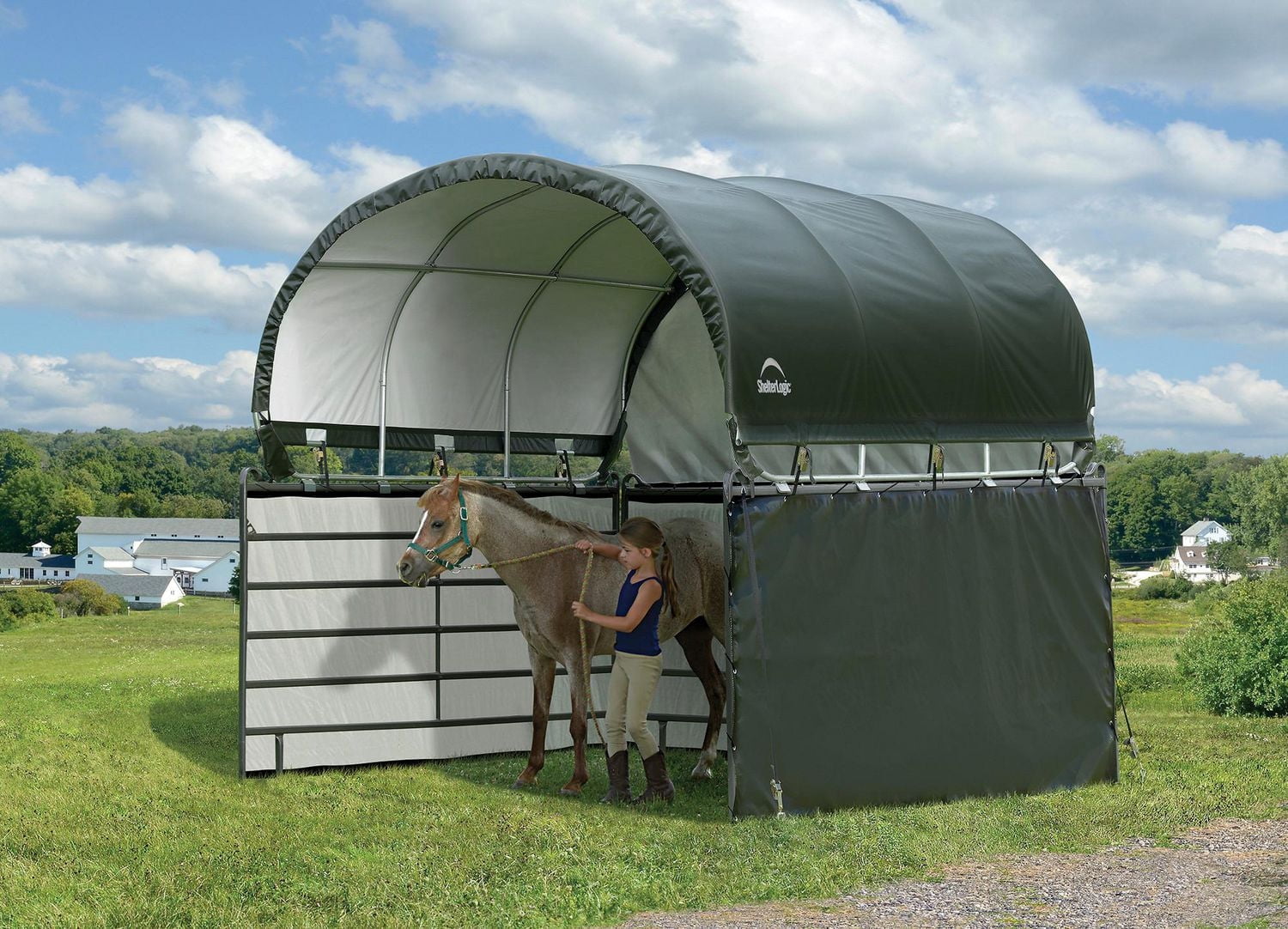 Enclosure Kit for Corral Shelter 10 x 10 ft. Green (Corral Shelter & Panels NOT Included)