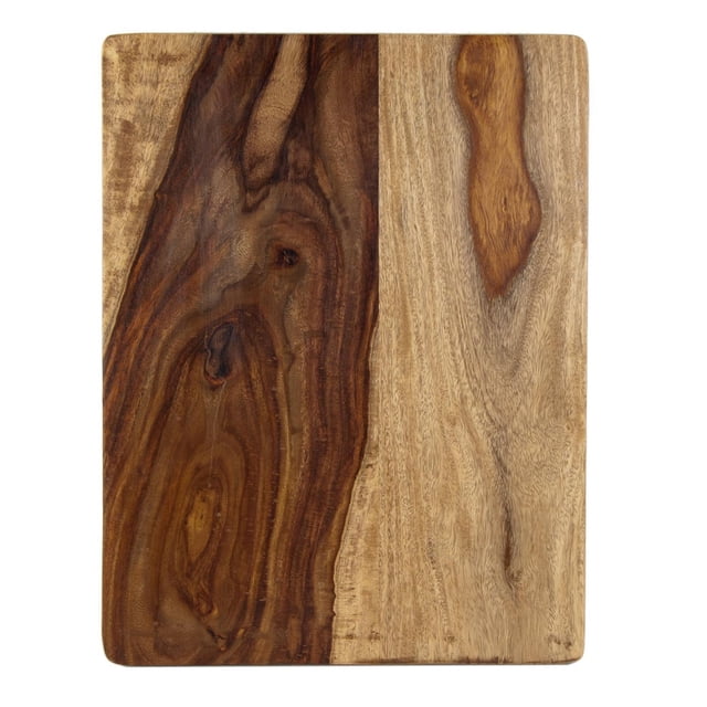 Architec 12" x 16" Sheesham Wood Gourmet Cutting Board centered front-facing Sheesham rosewood board (12" x 16") with rich brown-red colour and pronounced swirling grain, beveled edge and four patented black Gripper™ feet at corners for a stable non-slip prep surface, also suitable as an attractive charcuterie serving board.
