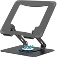 thumbnail image 1 of Laptop Stand with 360° Rotating Base, Ergonomic Computer Riser for Desk, Adjutable Height Muti-Angle, Foldable Laptop Mount, Stable Metal Holder Support 10-15.6" Notebook PC, 1 of 6