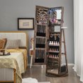 thumbnail image 4 of Gymax 360° Swivel Jewelry Armoire with Built-in LED Lights and Full Length Mirror, Rustic Brown, 4 of 9