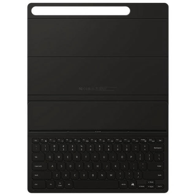 Samsung Slim Keyboard Case for Galaxy Tab S10+/S9+/S9FE+ in black, slim folio design with detachable wireless keyboard featuring full QWERTY layout and function keys, designed for tablet productivity and protection, ideal for mobile use.