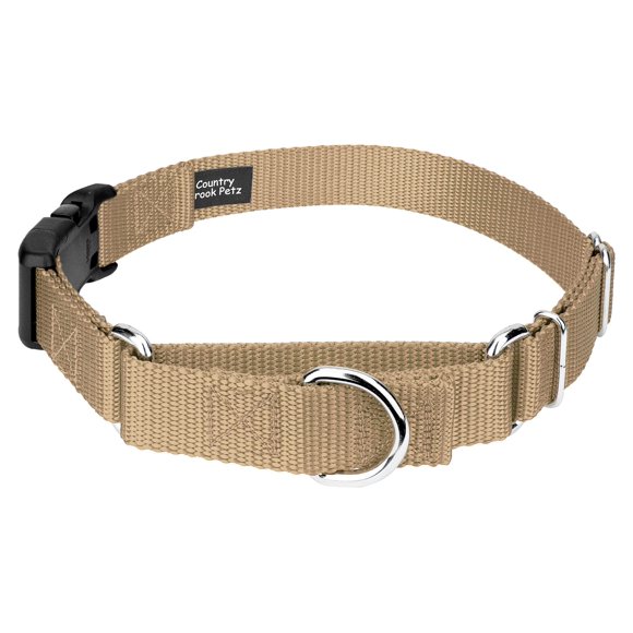 Country Brook Collier Martingale Réglable en Nylon Robuste avec Boucle de Luxe pour Petites Moyennes Grandes Races - 30+ Options de Couleur Vibrantes (1 Pouce Cuivre Doré Moyen)