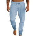 thumbnail image 2 of Pants for Men, Mens Solid Color Drawstring Fashionable Casual Pants Full Length Pants, 2 of 6