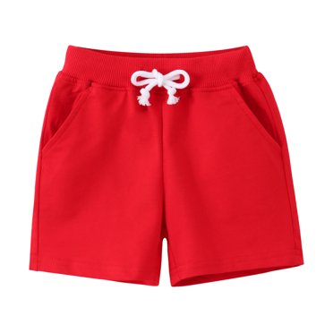 Ketyyh-chn99 Shorts de Vélo pour Tout-Petites Fille Pantalons de Survêtement pour Filles Shorts pour Bébé Short en Coton pour Bébé avec Cordon de Serrage Shorts de Couleur Unie pour Tout-Petits Enfants Rouge, 2-3 Ans