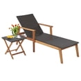 thumbnail image 2 of Costway 2PCS Patio Rattan Lounge Chair Chaise Recliner Wood Back Adjust W/Folding Table, 2 of 10