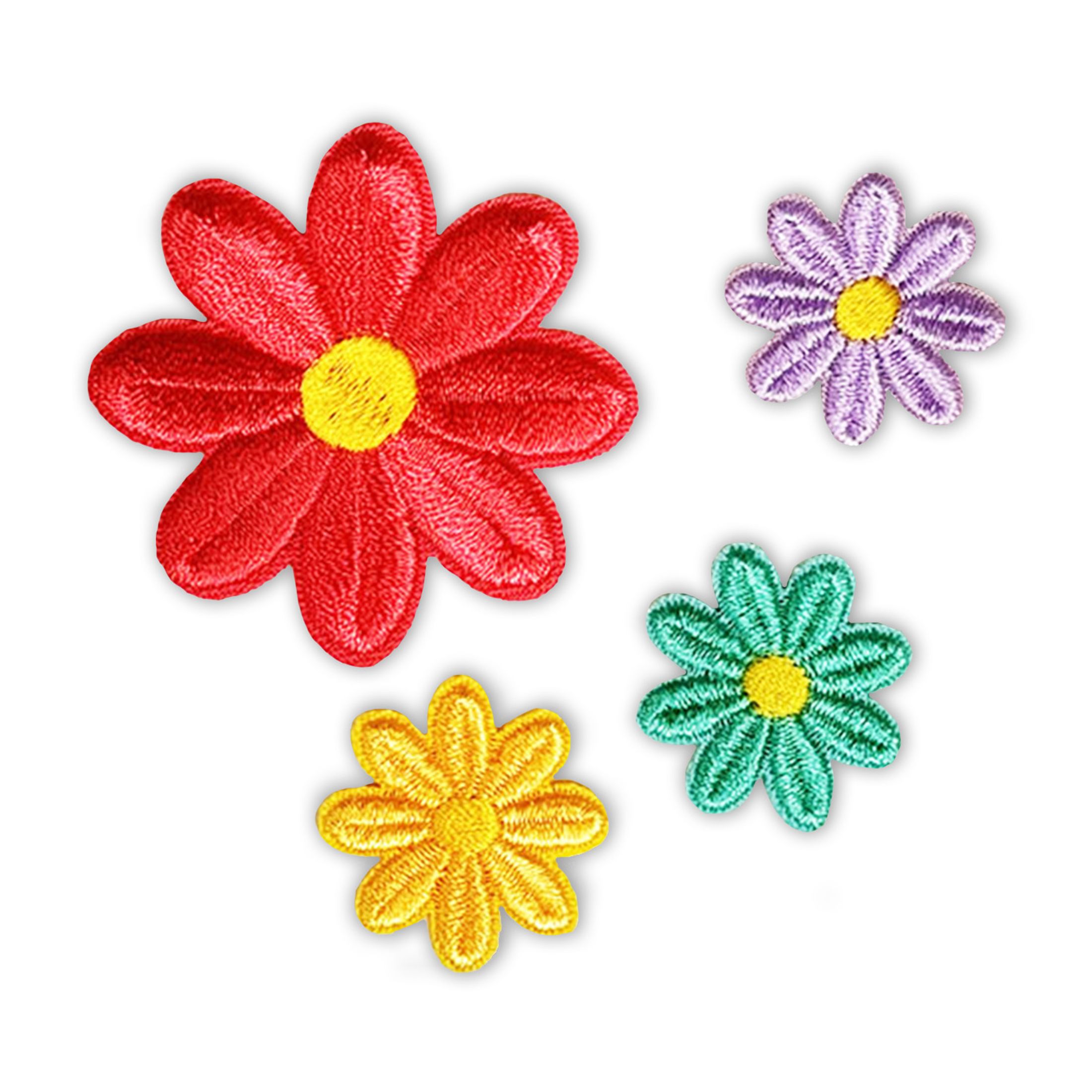 LA VOGUE fleurs écusson brodé thermocollantes, 4 pièces - ~11.43 × 8.89 cm (4.5 × 3.5 po)
