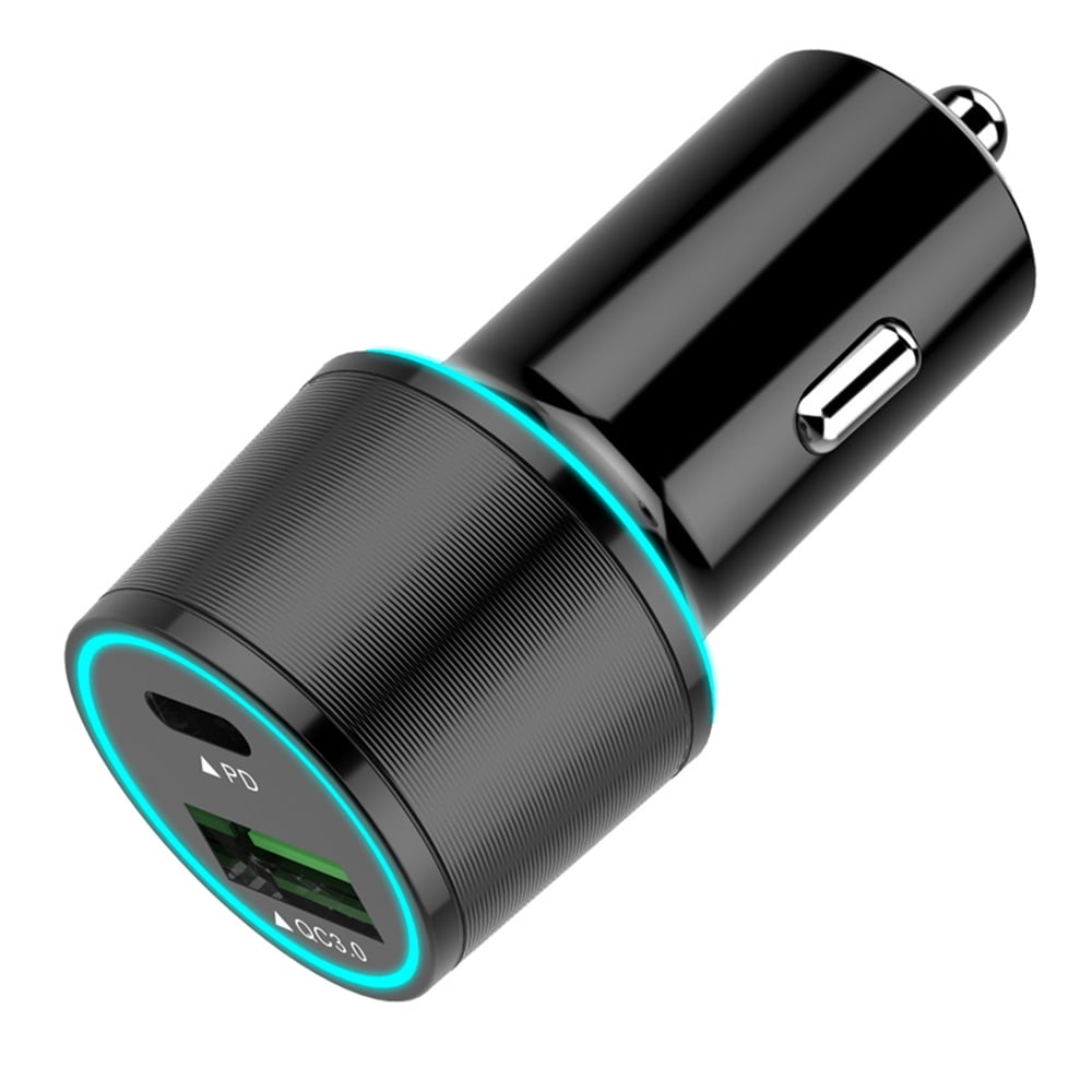 USB C Car Charger, Dual Type-C PD Car Charger Power Delivery & Quick Charge 3.0 for IPhone 11/11 Pro/11 Pro MAX/XS/XR/X/8, IPad Pro/Air/Mini, Galaxy Series and More-black