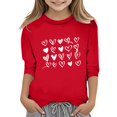 thumbnail image 1 of PMVFHDE Combinaisons Filles Hauts T-Shirt Fille T-Shirts Filles T-Shirts pour Fille T-Shirts Graphiques T-Shirts pour Fille Graphique T-Shirts de la Saint-Valentin pour Filles Imprimé Col Rond Fonctionnel Manches 3/4 T Rouge,13-14 Ans, 1 of 4