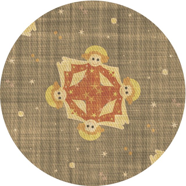 Ahgly Tapis Rond Lavable en Machine Intérieur Transitionnel Marron Clair, 6 Pieds Rond