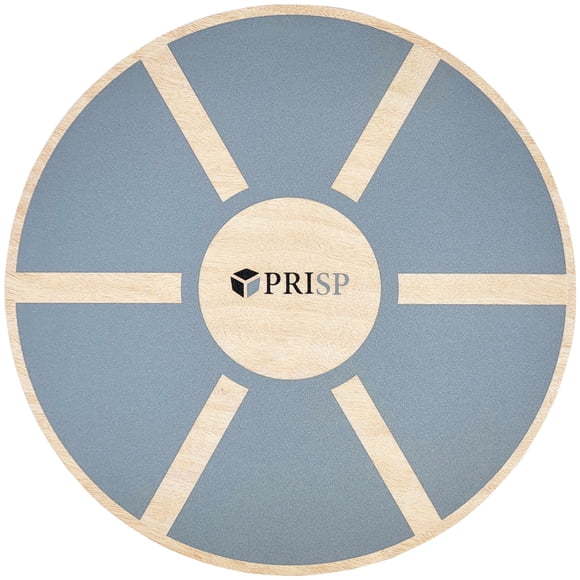 PRISP Wooden Wobble Balance Board - Round Stability Trainer for Standing Desk, Core Exercises, Ankle Training, Home Gym and Fitness; Wood Balancing Disk