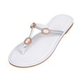 thumbnail image 2 of Commforr Flip Flops Women, Comfortable Sandals for Women, Flat Shoes for Women, Summer Fashion Casual Rhinestone Toe Flip Flops With Herringbone Design And Exposed Toes, White, 8.5, 2 of 8