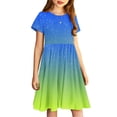 thumbnail image 4 of Soldes de Liquidation Aujourd'hui Offres Iumwxz Robe Décontractée Trapèze Robe Tunique pour Adolescentes Robe Col Rond Imprimé Dégradé Manches Courtes Robes pour Adolescentes Robe Élégante pour Fête des Fêtes 4-14a, 4 of 7