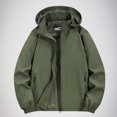 thumbnail image 1 of LOVZFMLL Jackets for Men's Solid Color Velvet Winter Windproof Hooded Long Sleeved Pocket, 1 of 8
