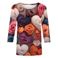 thumbnail image 5 of Qertyioot Chemise Ample à Manches 3/4 pour Femmes T-shirts Imprimés de la Saint-Valentin pour Femmes Blouse Col Rond Hauts Décontractés, 5 of 5