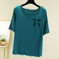 thumbnail image 1 of Liquidation et Promo, Chemise à Col Rond pour Femme, Couleur Unie, Couche Intérieure Fine, Haut de Pyjama Décontracté, Manches Courtes, Base pour la Maison, Tenue de Nuit Confortable Aventures en Plein Air, Sopatenor, 1 of 8