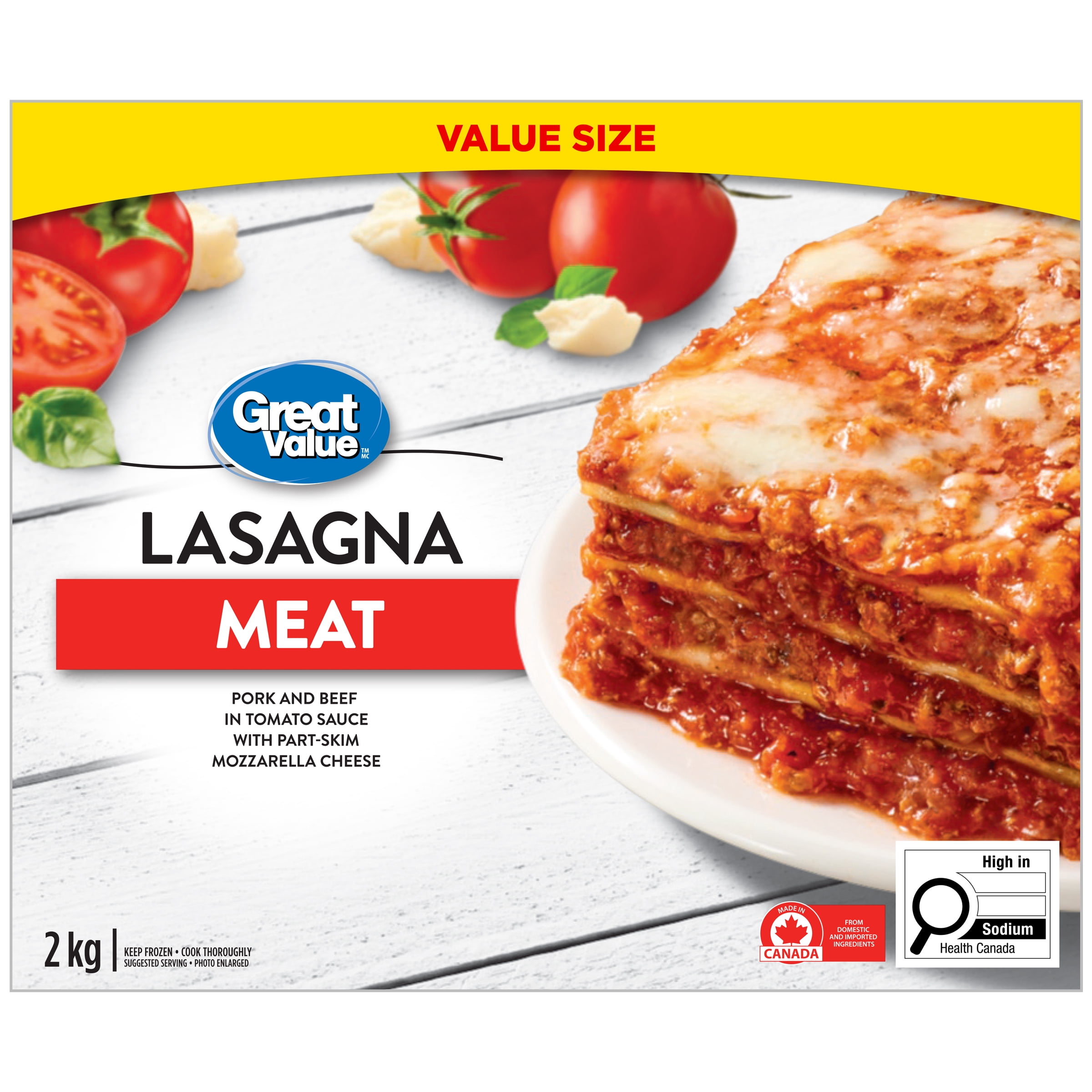 Great Value Meat Lasagna, 2 kg