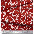 thumbnail image 3 of Soimoi Tissu Satin Modal Rouge à Motifs Damassés Filigranés au Mètre, 42 Pouces de Large, 3 of 3