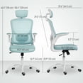 thumbnail image 3 of HOMCOM Ergonomic Office Chair with 4D Lumbar Support, Headrest, Light Green, 3 of 10